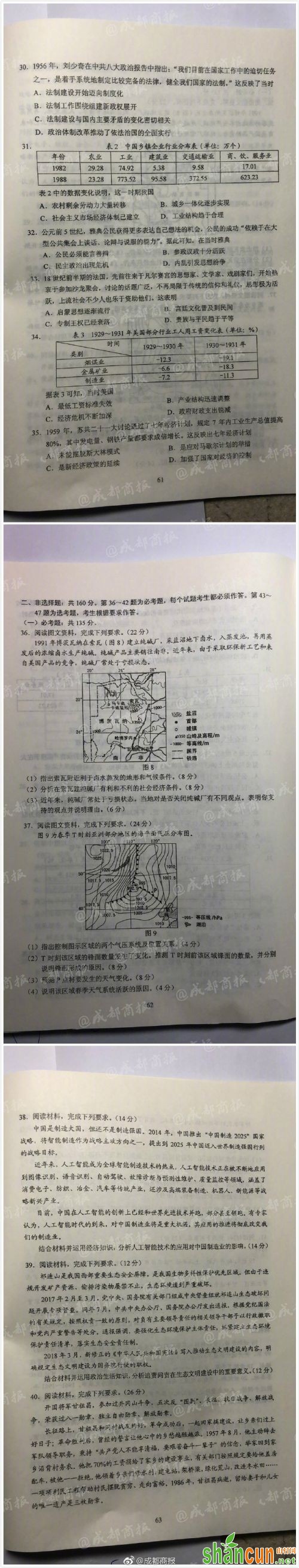 2018高考全国3文综真题试卷及参考答案（官方）全国三卷（丙卷）7