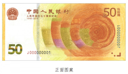 人民币发行70周年纪念币/钞发行公告(银行、数量、图案面值)