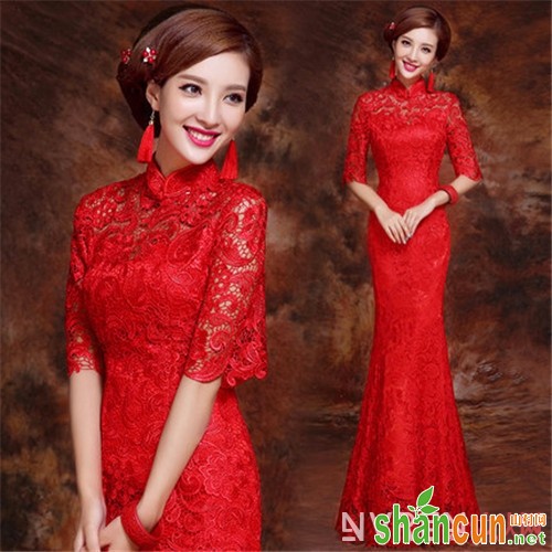 中式婚服之旗袍_中式婚服展现东方新娘独有的美 演绎传统婚俗的内涵