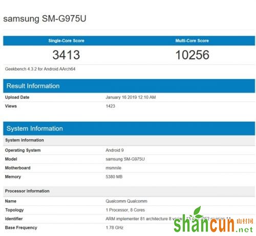 三星S10 Plus跑分现身Geekbench 搭载骁龙855处理器