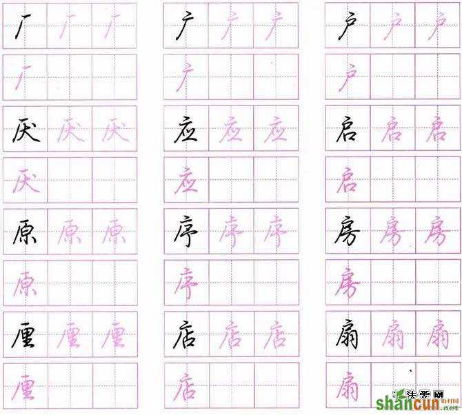 荆霄鹏硬笔行楷字帖 8．写法相似的行楷部首怎样区分？