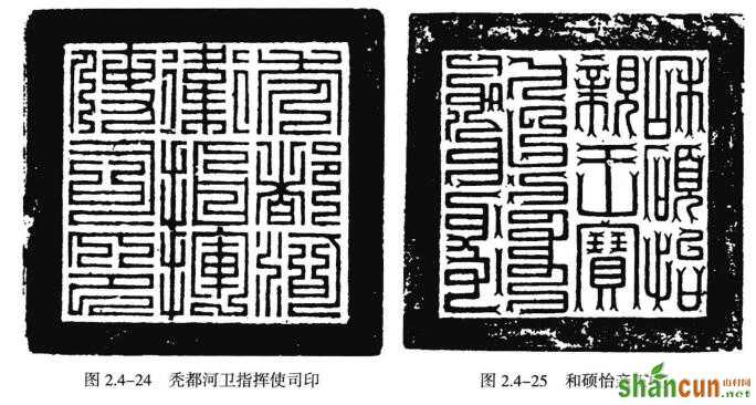 图2.4-24秃都河卫指挥使司印    图2.4-25  和硕怡亲王宝二、唐、宋、元时期的私印