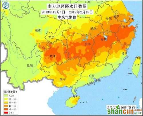 南方地区降水日数