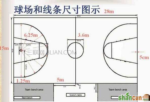 篮球场地标准尺寸    山村