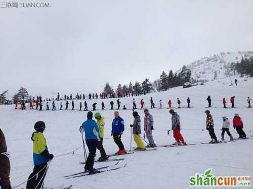 世界最长的滑雪者组成的图形的吉尼斯世界纪录 山村