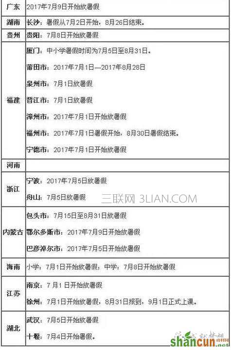 2017暑假放假安排_2017暑假放假时间_2017暑假是几月到几月