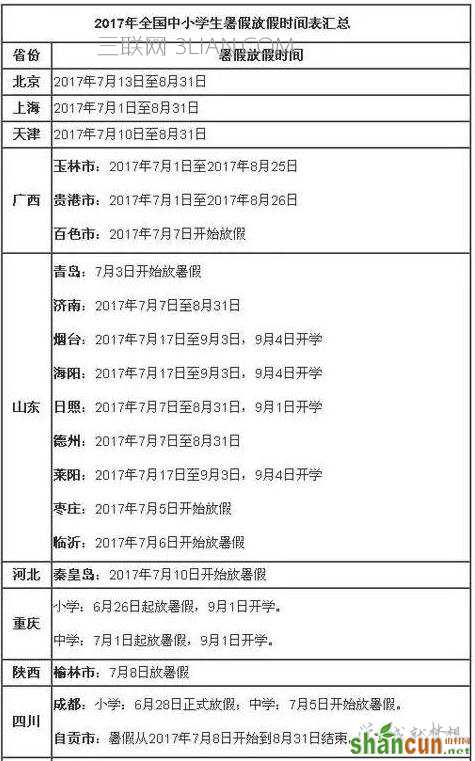 2017暑假放假安排_2017暑假放假时间_2017暑假是几月到几月