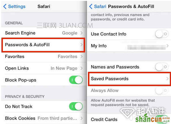 在iphone手机中如何查看Safari浏览器保存的网站密码？