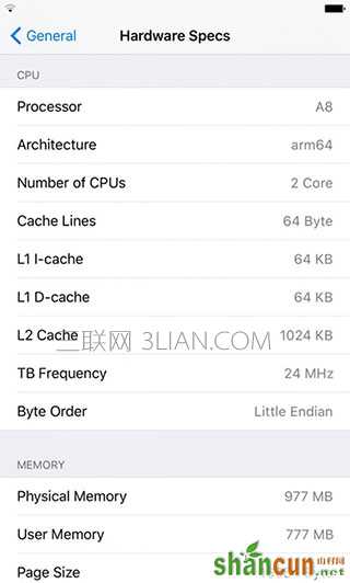 iPhone6s越狱后查看硬件规格的具体操作步骤