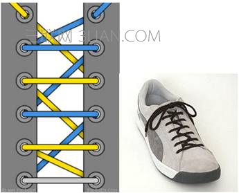 工装鞋鞋带欧式平直系法