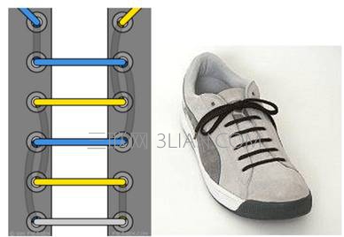 工装鞋鞋带流行式平直系法