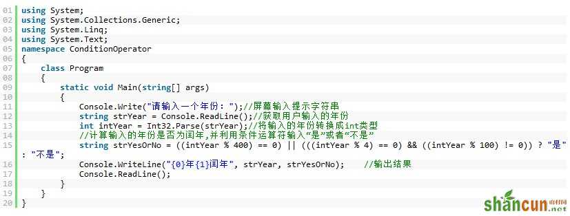C#输入年份 判断闰年  山村