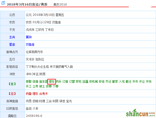 2018年提车黄道吉日查询一览表     山村