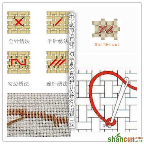 十字绣绣法有哪些 初学者必看的起针收针方法图解 山村