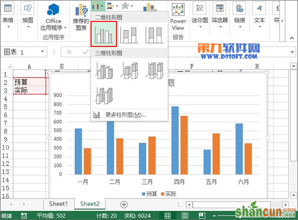 Excel2013制作实际与预测对比的图表 山村