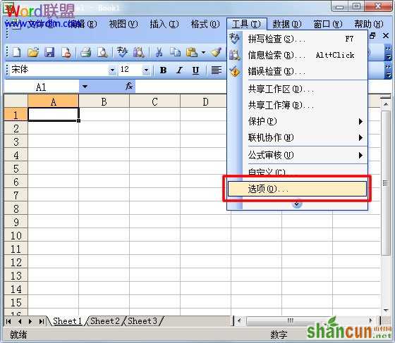 Excel2003表格设置密码  山村