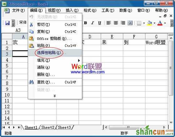 Excel2003中怎么将行中的数据复制到列中