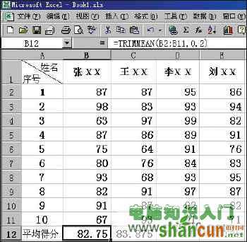 Excel求平均分的技巧  山村