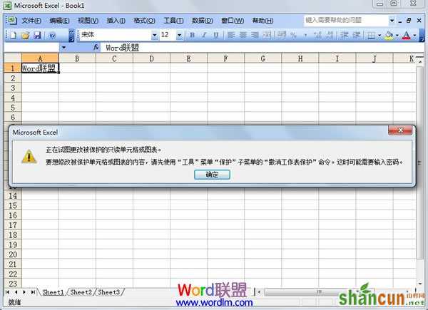 Excel 2003单元格保护设置