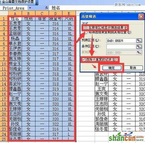 用excel高级筛选中选择不重复记录两种方式的差异图解