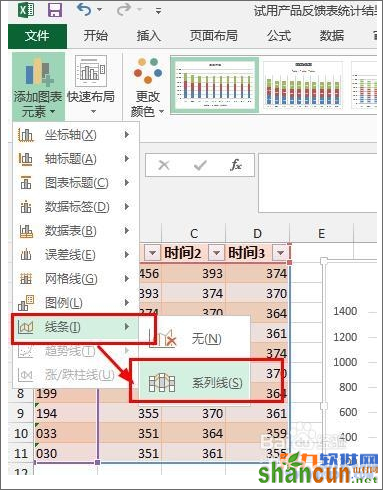 Excel2013 柱形图如何增加系列线