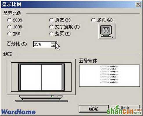  Word2003显示比例对话框