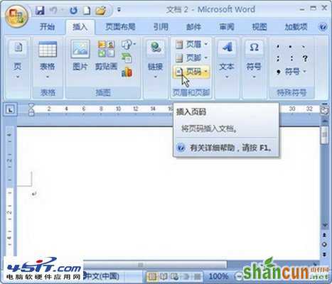 Word2007多种样式页码的插入  山村