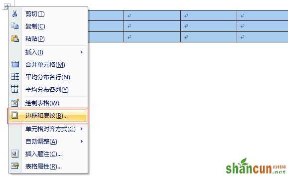 word2007表格边框显示