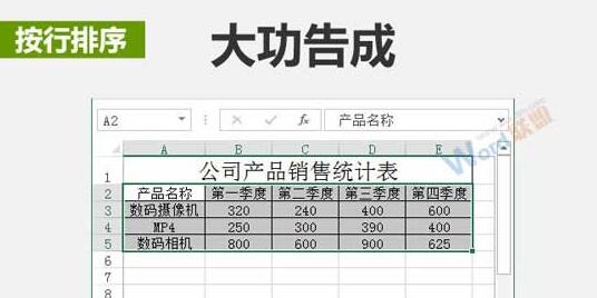 Excel中数据按行和按列排序的方法