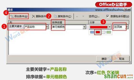 按单元格颜色对Excel数据进行排序的方法