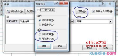 Excel2013 怎样把姓名按姓氏笔画排序