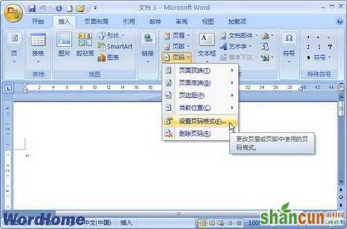 Word2007文档中设置页码格式图文教程  山村