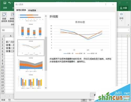 Excel2016表格数据怎么插入折线图 山村