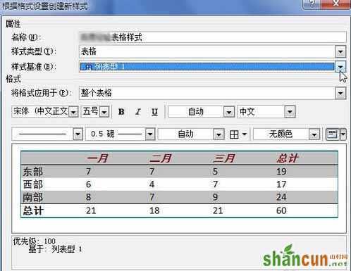 Word2010创建自定义表格样式6