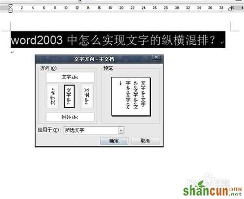 word2003中怎么实现文字的纵横混排？