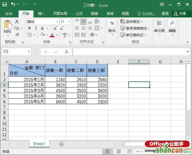 在Excel中制作双斜线表头的方法