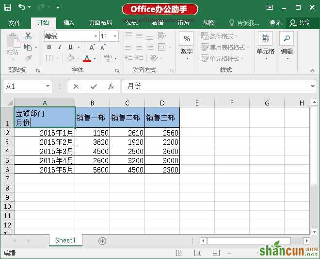 在Excel中制作双斜线表头的方法