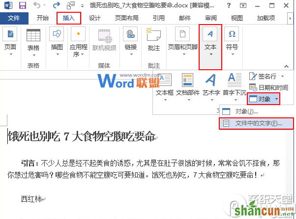 word2013怎么合并多个文档？ 山村