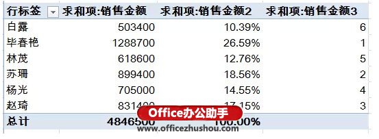 使用Excel的数据透视表快速实现数据的汇总与排名的方法