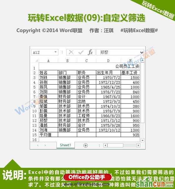 怎么用Excel表格的自定义筛选功能   山村