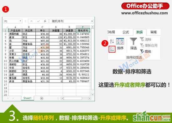 使用RAND随机函数实现Excel数据随机排序的方法