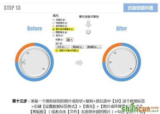 使用Excel仿旋转按钮圆环图的方法