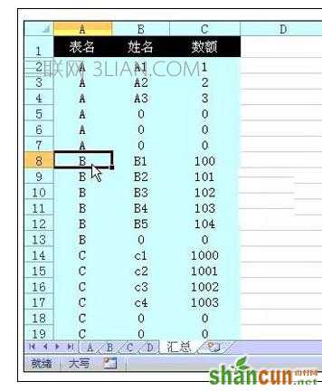 Excel中进行函数公式合并多个工作表的操作方法