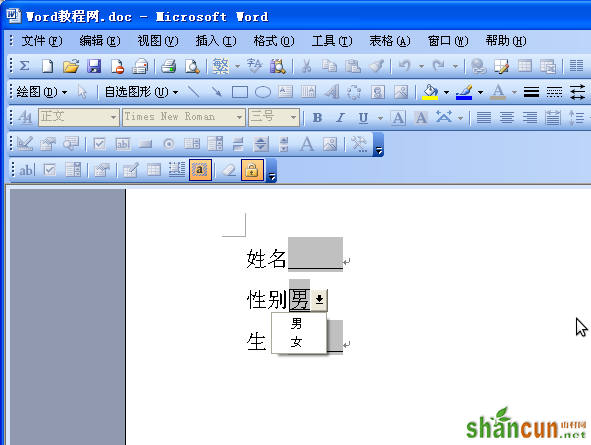 巧用窗体域 让Word文档受保护不被删除 - 点击“保护窗体”按钮