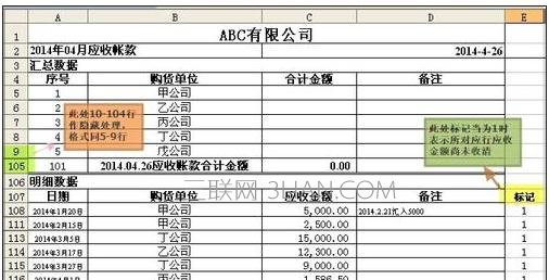 excel表格金额汇总的方法 山村