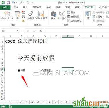 excel2013如何制作选项按钮 山村