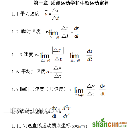  大学物理公式大全    山村