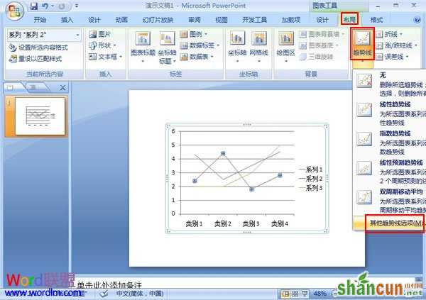 点击趋势线按钮