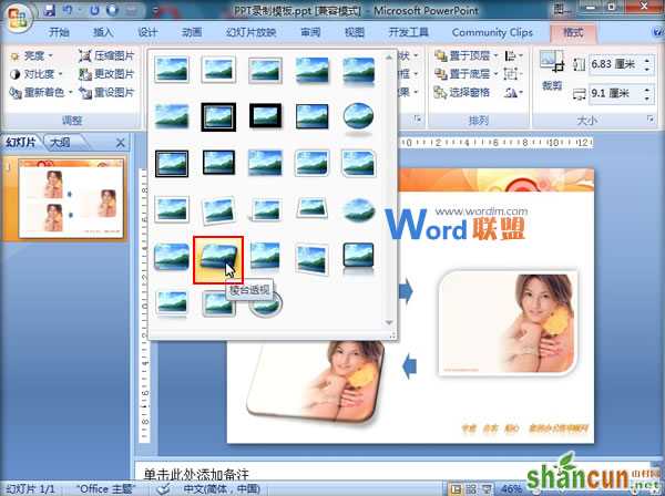 在PowerPoint2007中快速应用图片样式