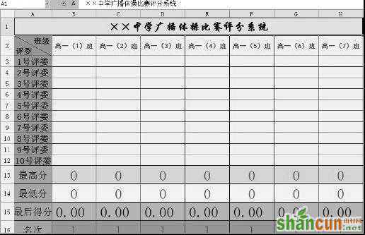 WPS 表格制作竞赛评分系统 山村教程